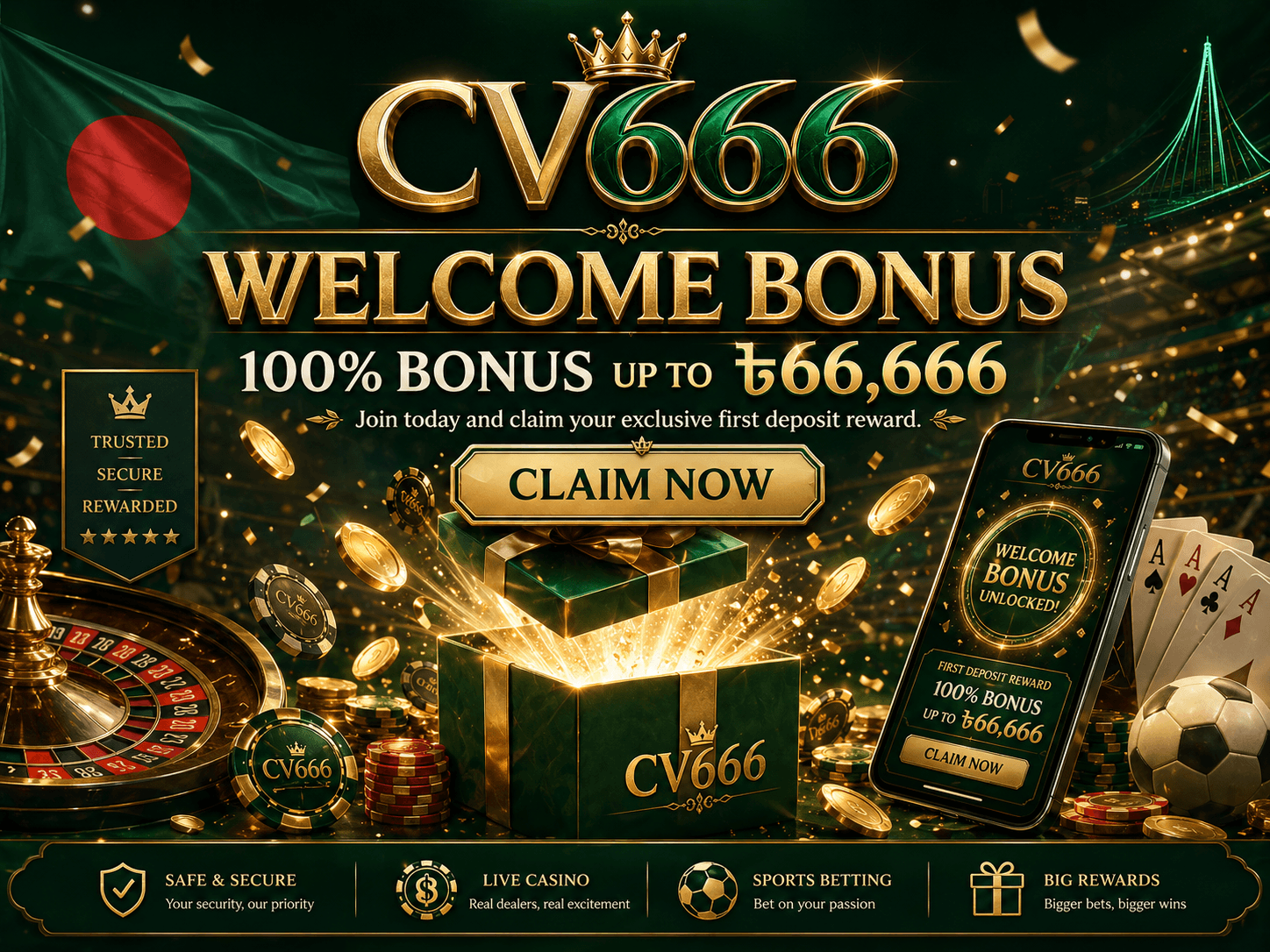 cv666 welcome bonus promotion banner