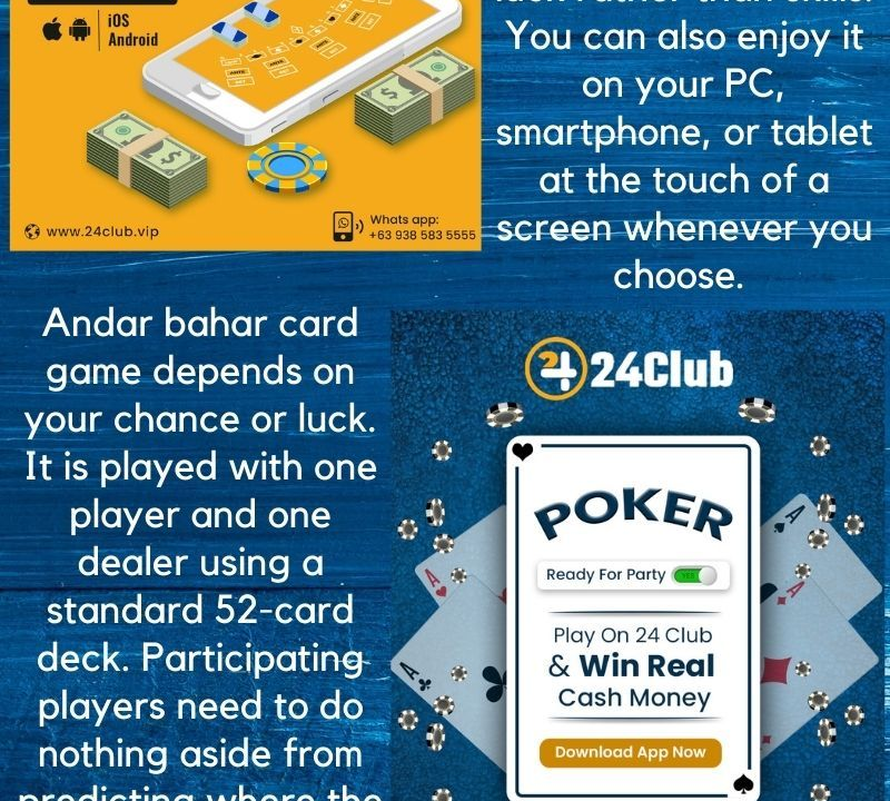 Andar Bahar card game basic layout with Andar and Bahar sides